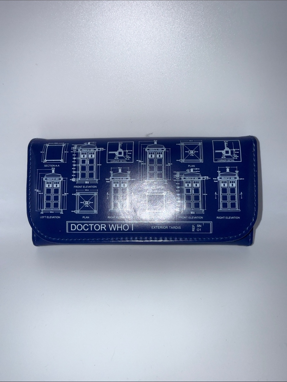 Doctor Who TARDIS Blueprint Wallet - Navy with White Print
